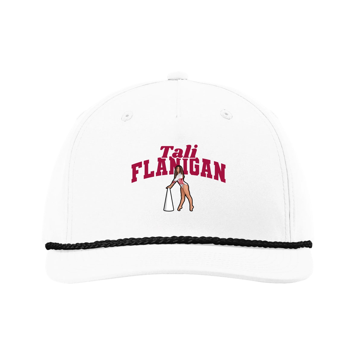 Five-Panel Classic Rope Cap — Signature Arch in White