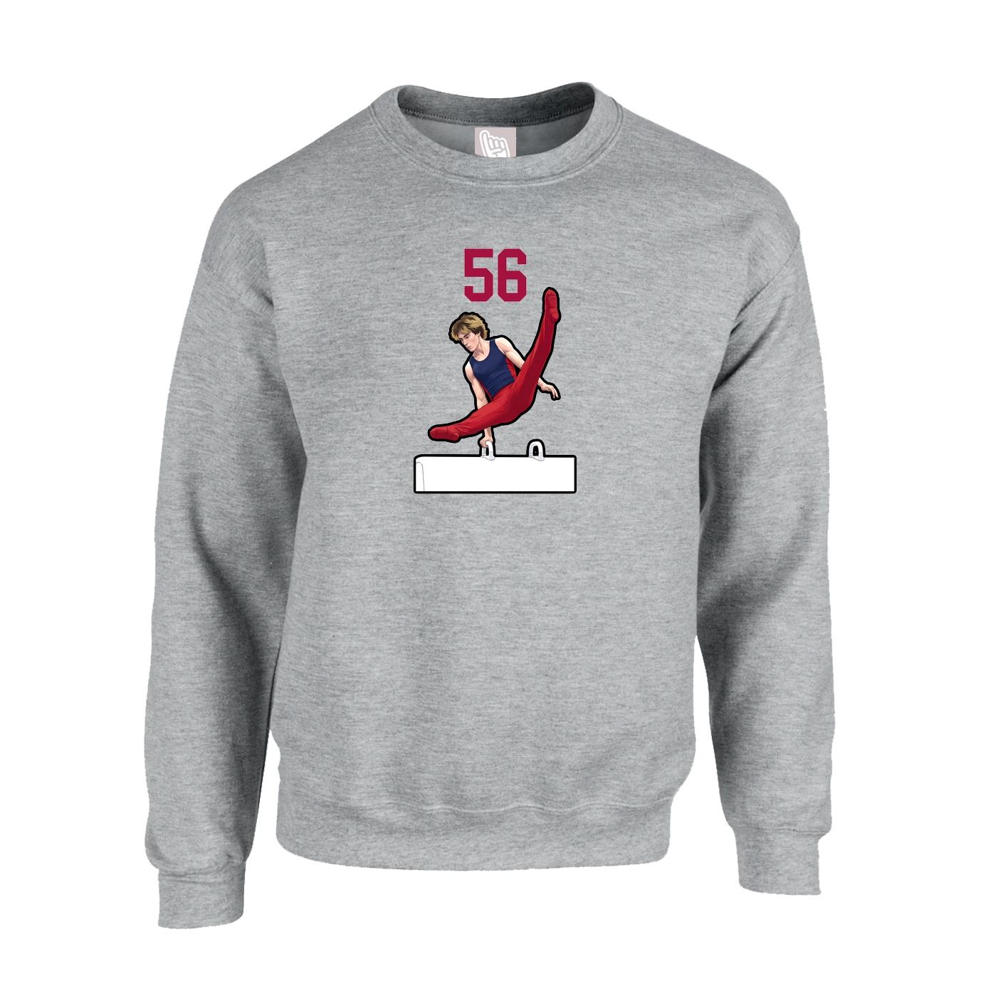 Fleece Crew — Number Top in Grey