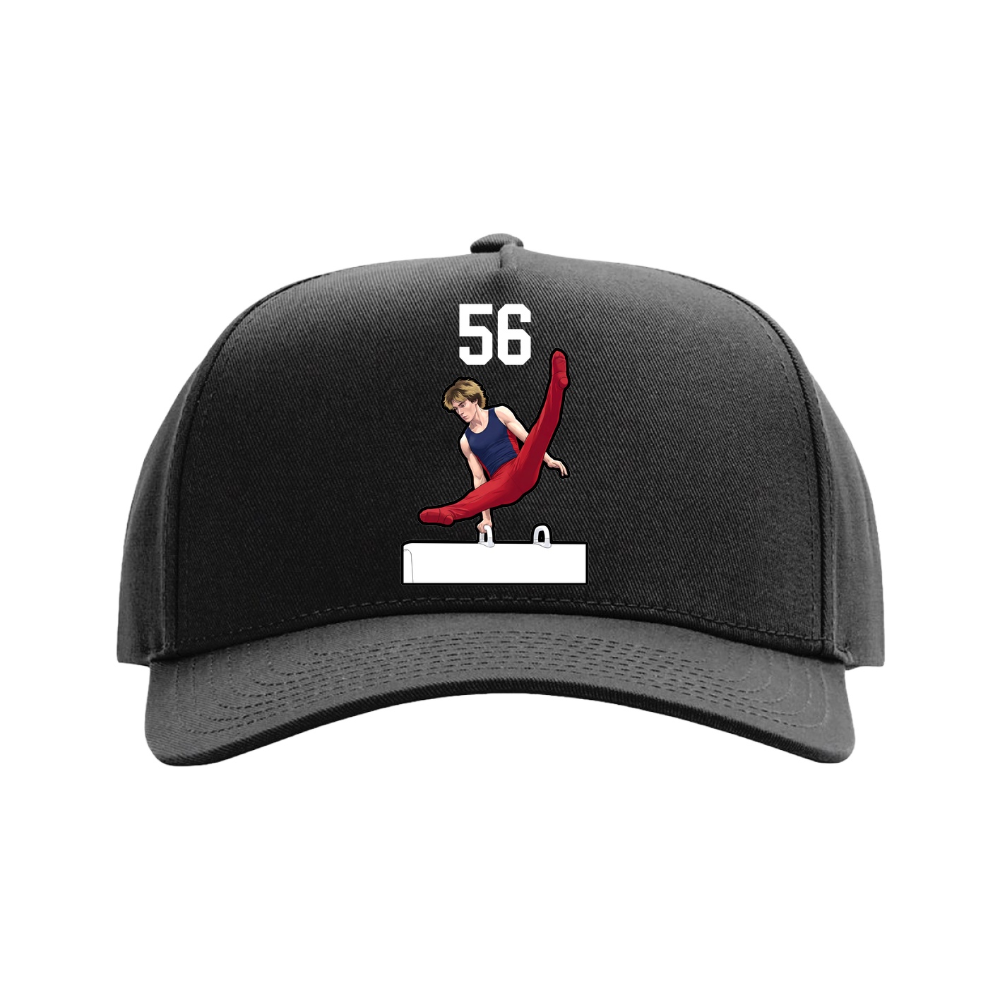 Full Fabric Five-Panel Champ Cap — Number Top in Black