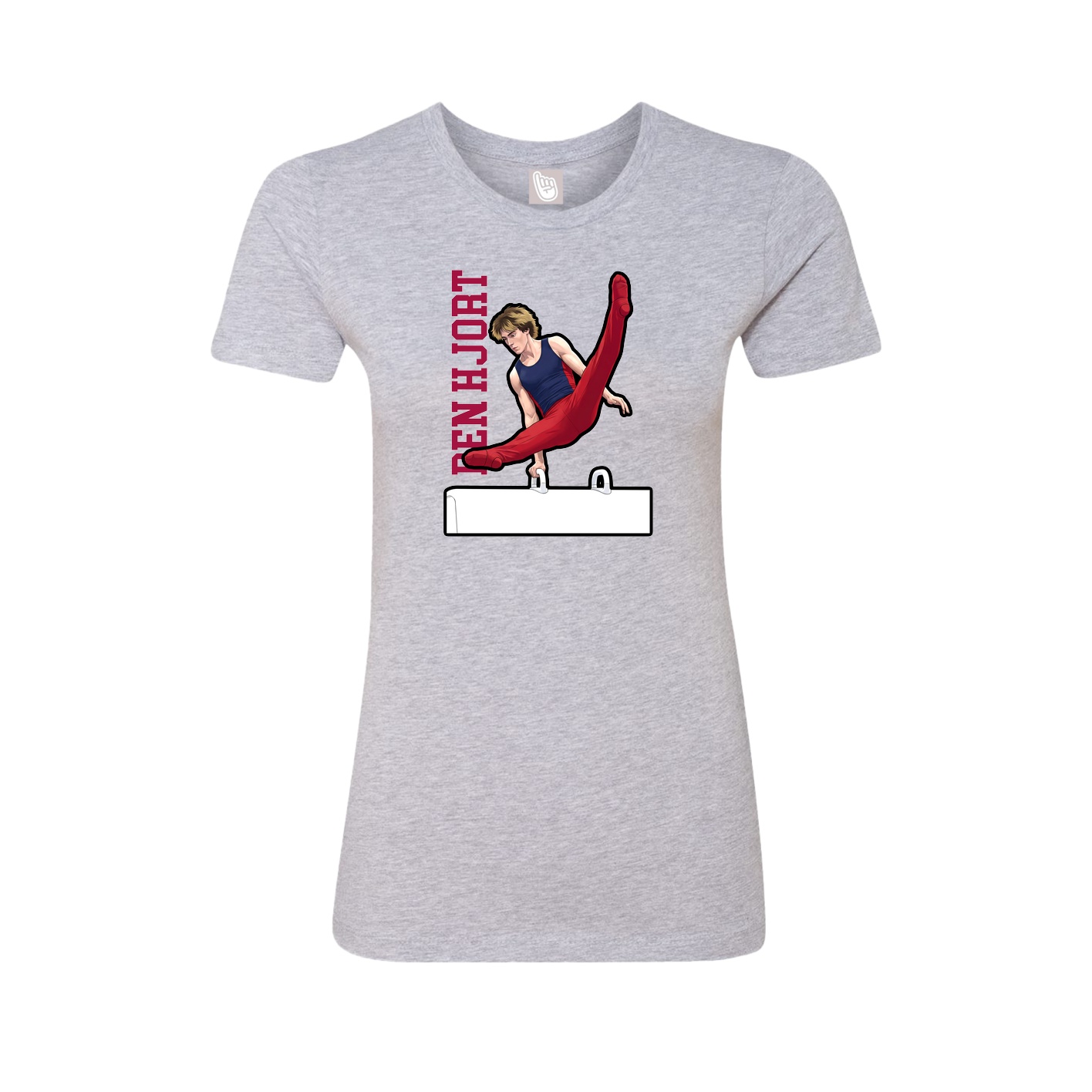 Fitted Women's Tee — Name Vertical in Grey