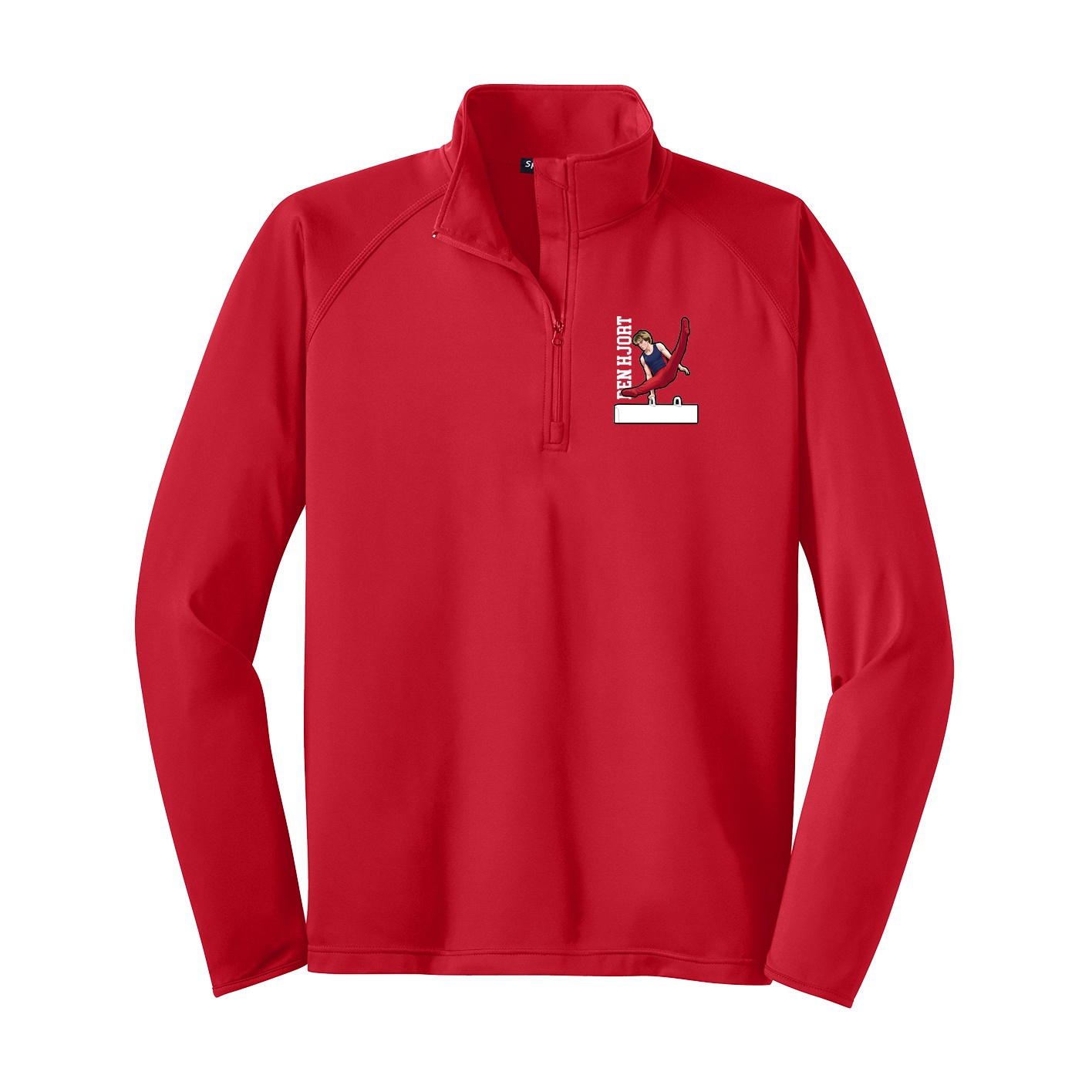 Q-Zip Pullover — Name Vertical in Red