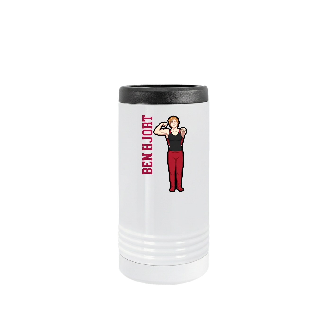 Slim Beverage Holder — Name Vertical in White