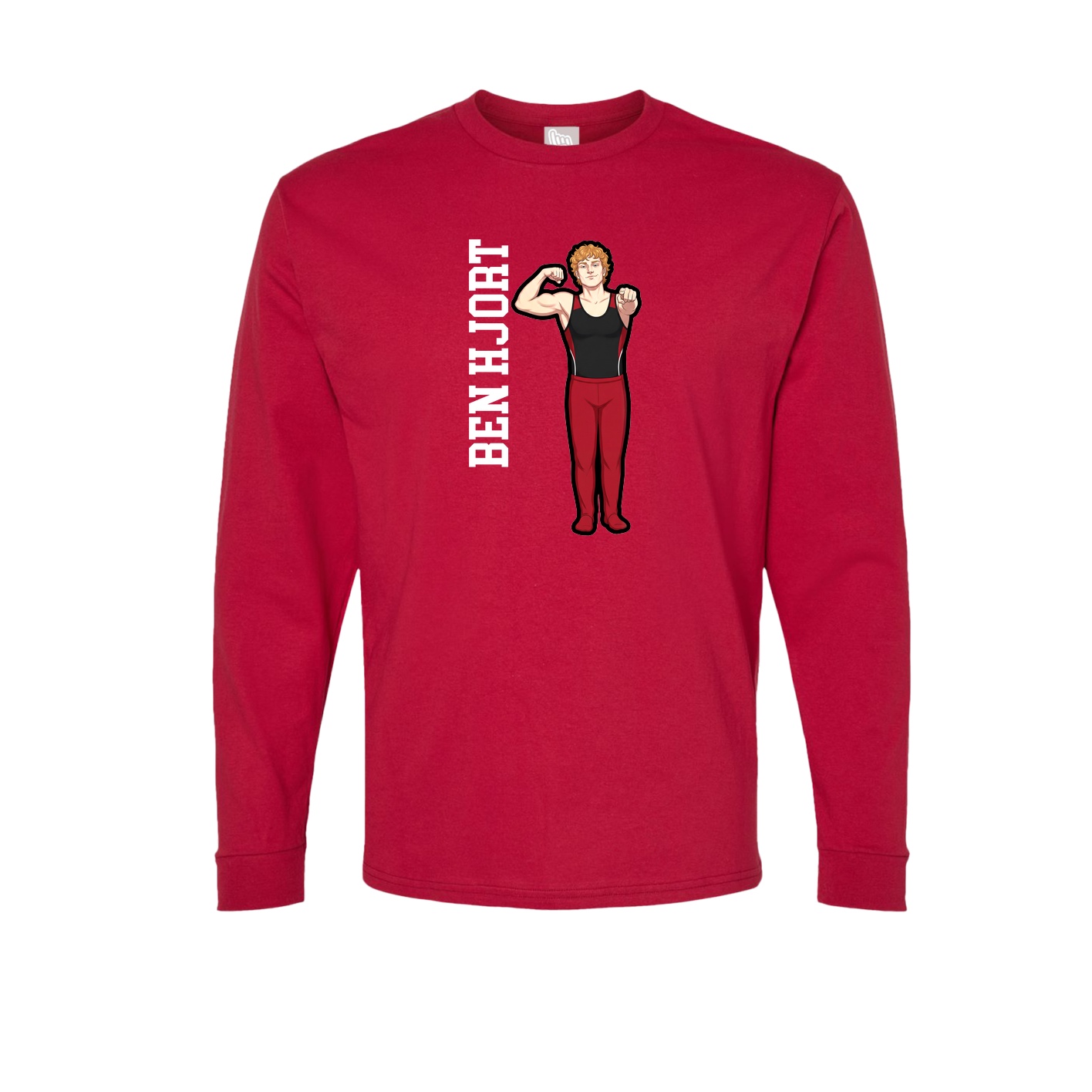 Long Sleeve Tee — Name Vertical in Crimson
