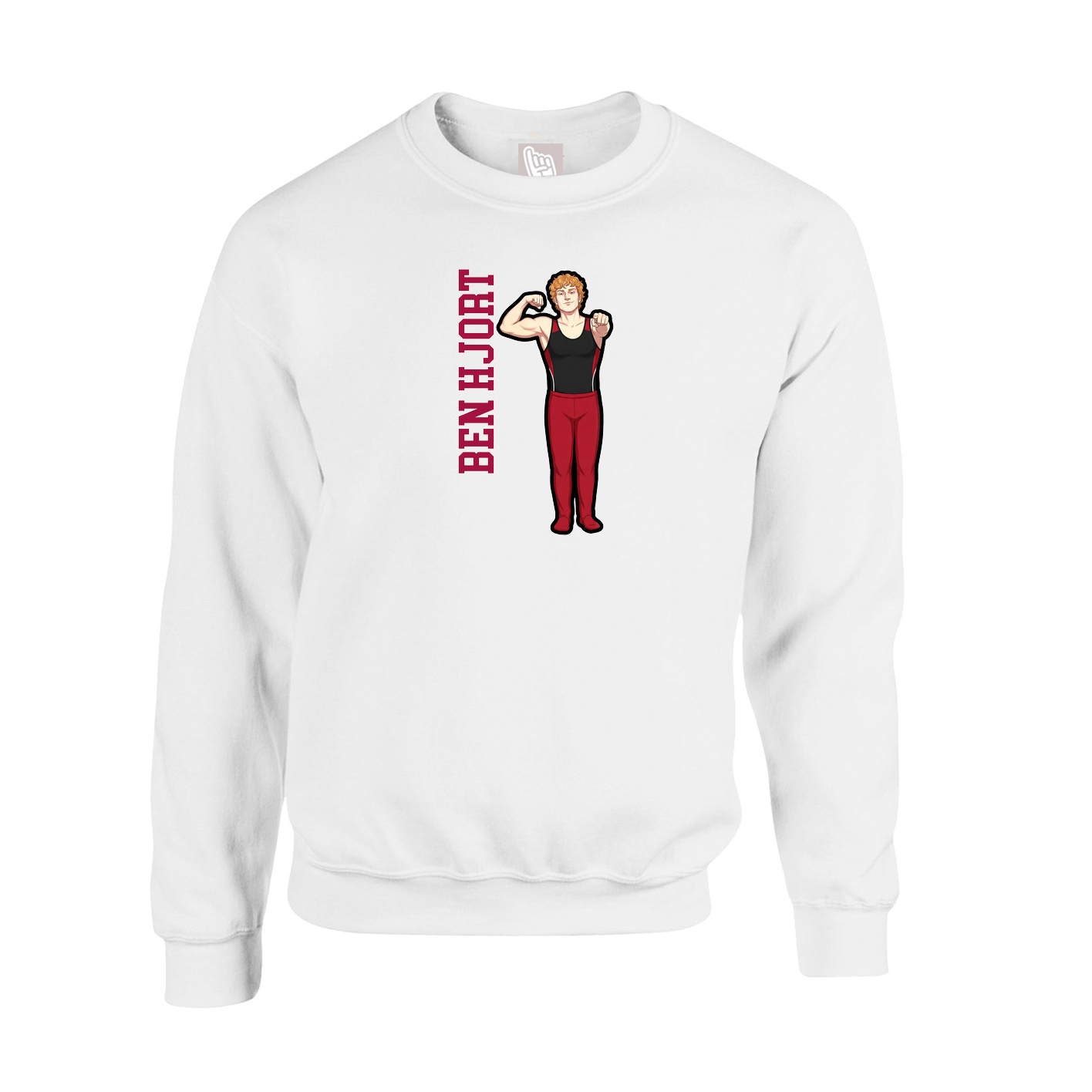 Fleece Crew — Name Vertical in White