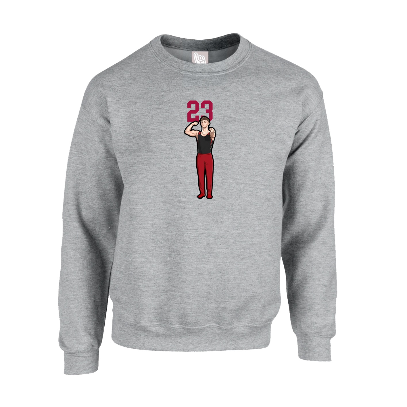 Fleece Crew — Number Top in Grey
