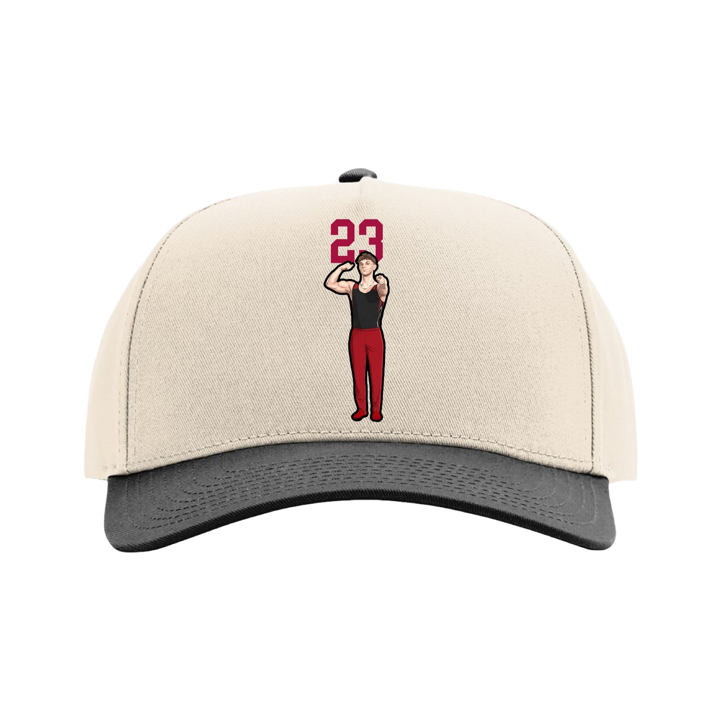 Full Fabric Five-Panel Champ Cap — Number Top in Cream/Black