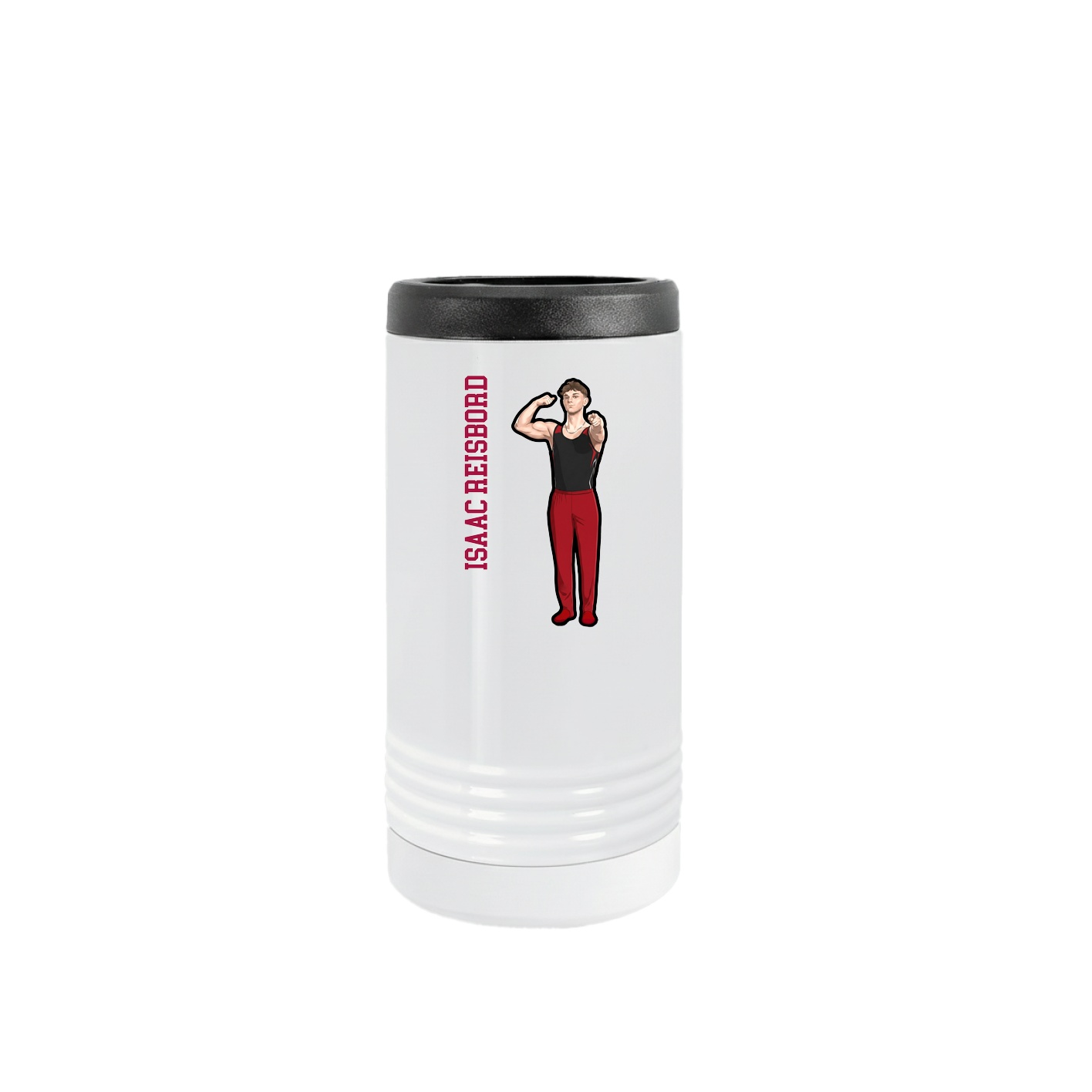 Slim Beverage Holder — Name Vertical in White