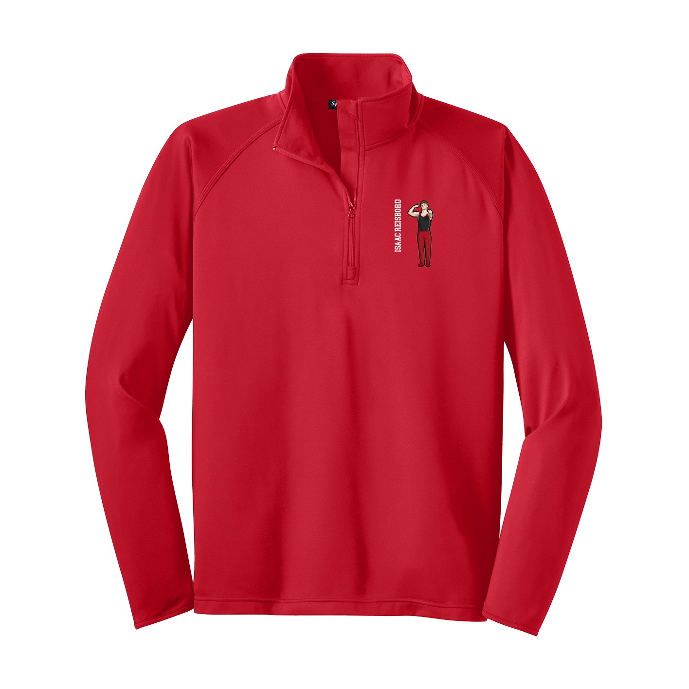 Q-Zip Pullover — Name Vertical in Red