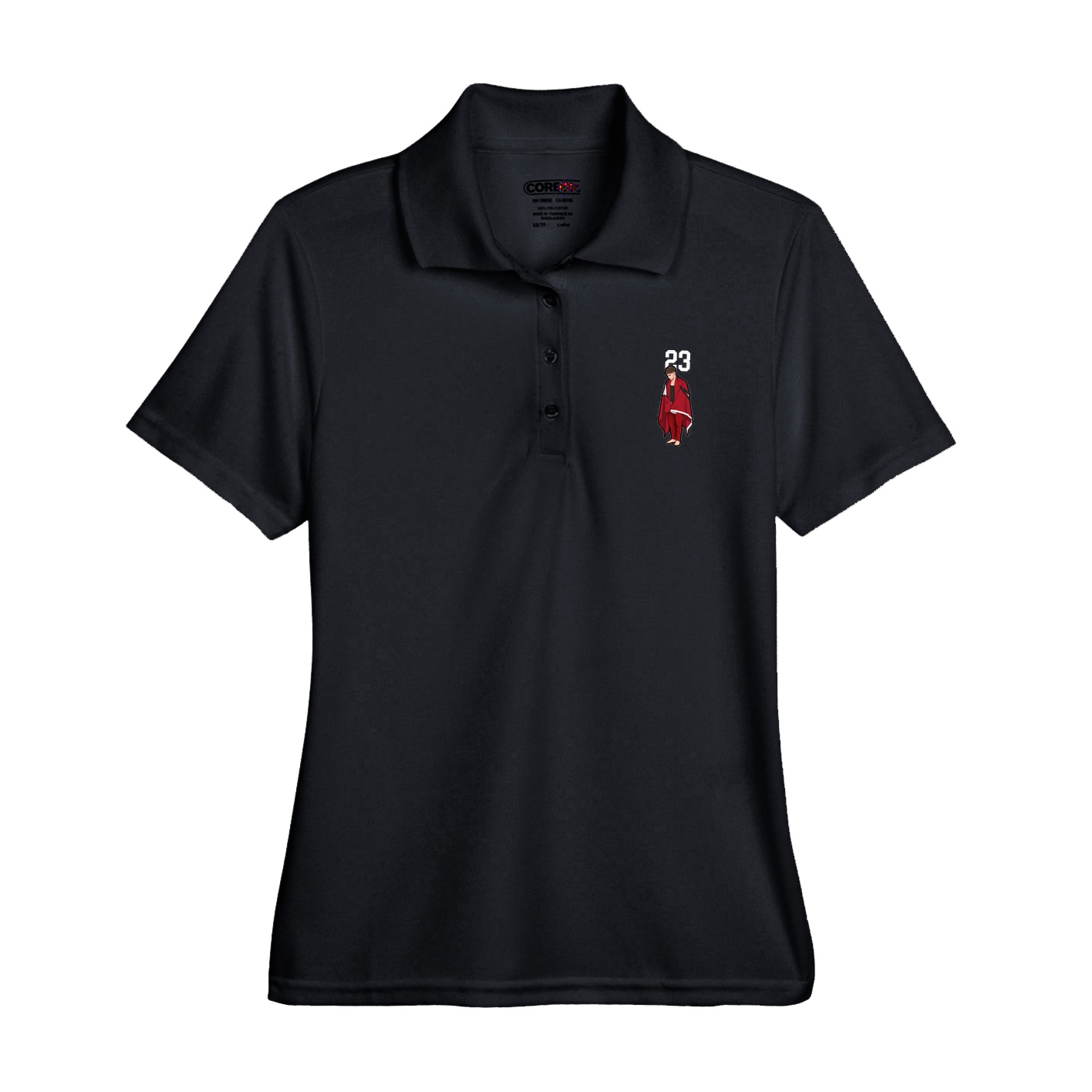 Womens Performance Polo — Number Top in Black