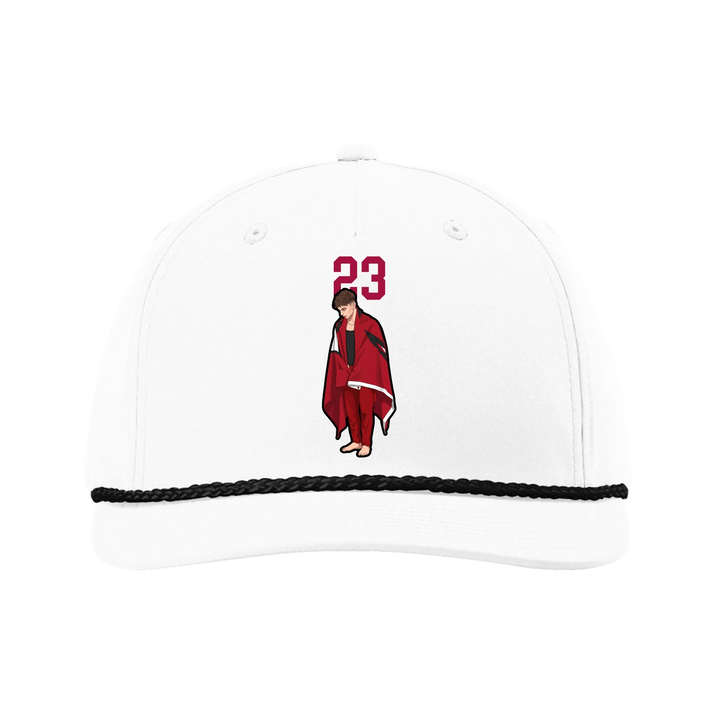 Five-Panel Classic Rope Cap — Number Top in White
