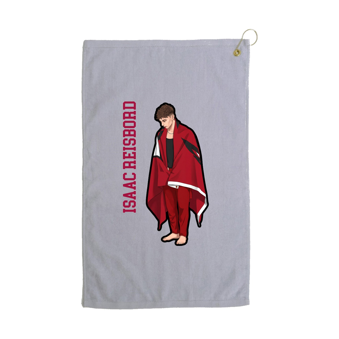 Golf Towel — Name Vertical in Grey