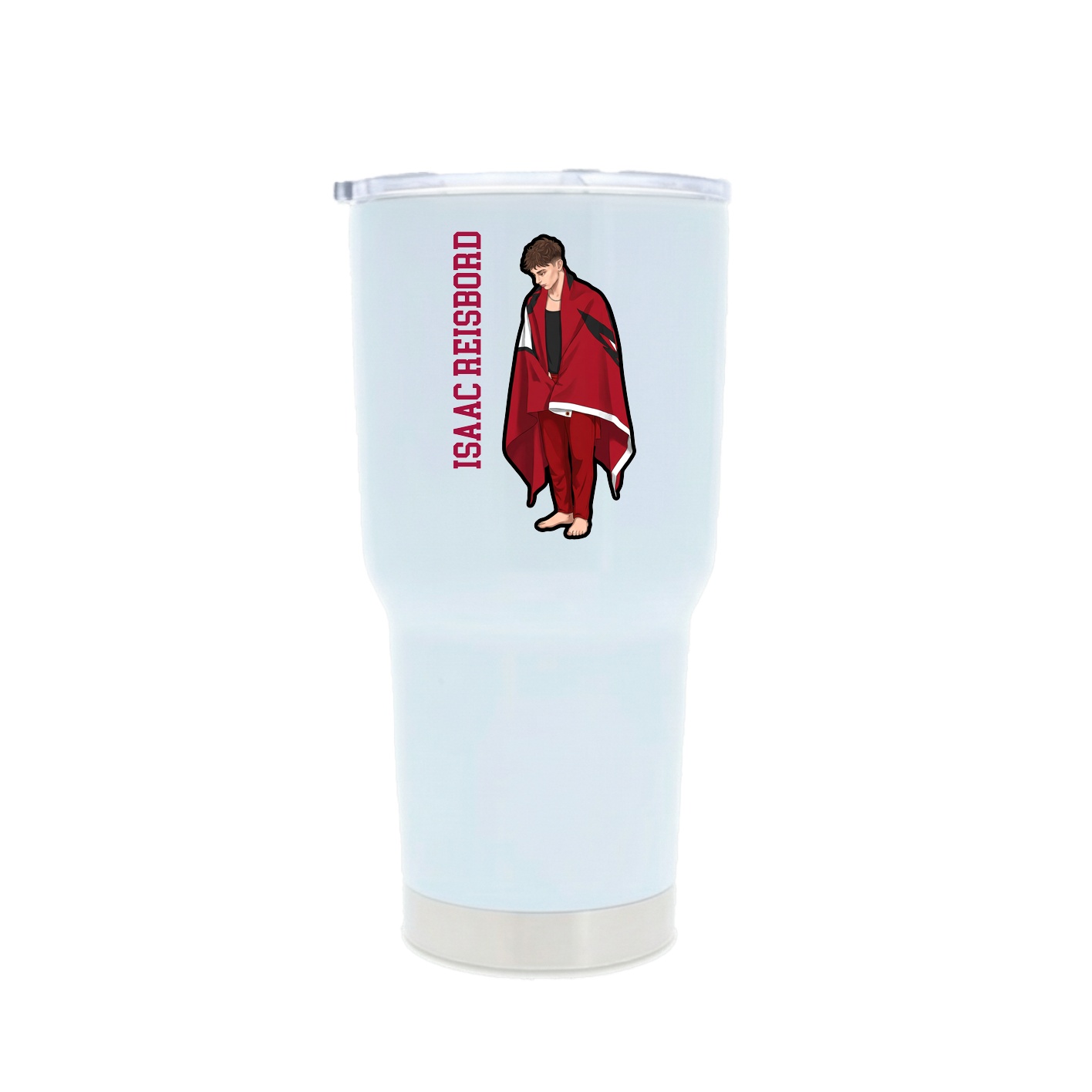 30oz Stainless Steel Tumbler — Name Vertical in White