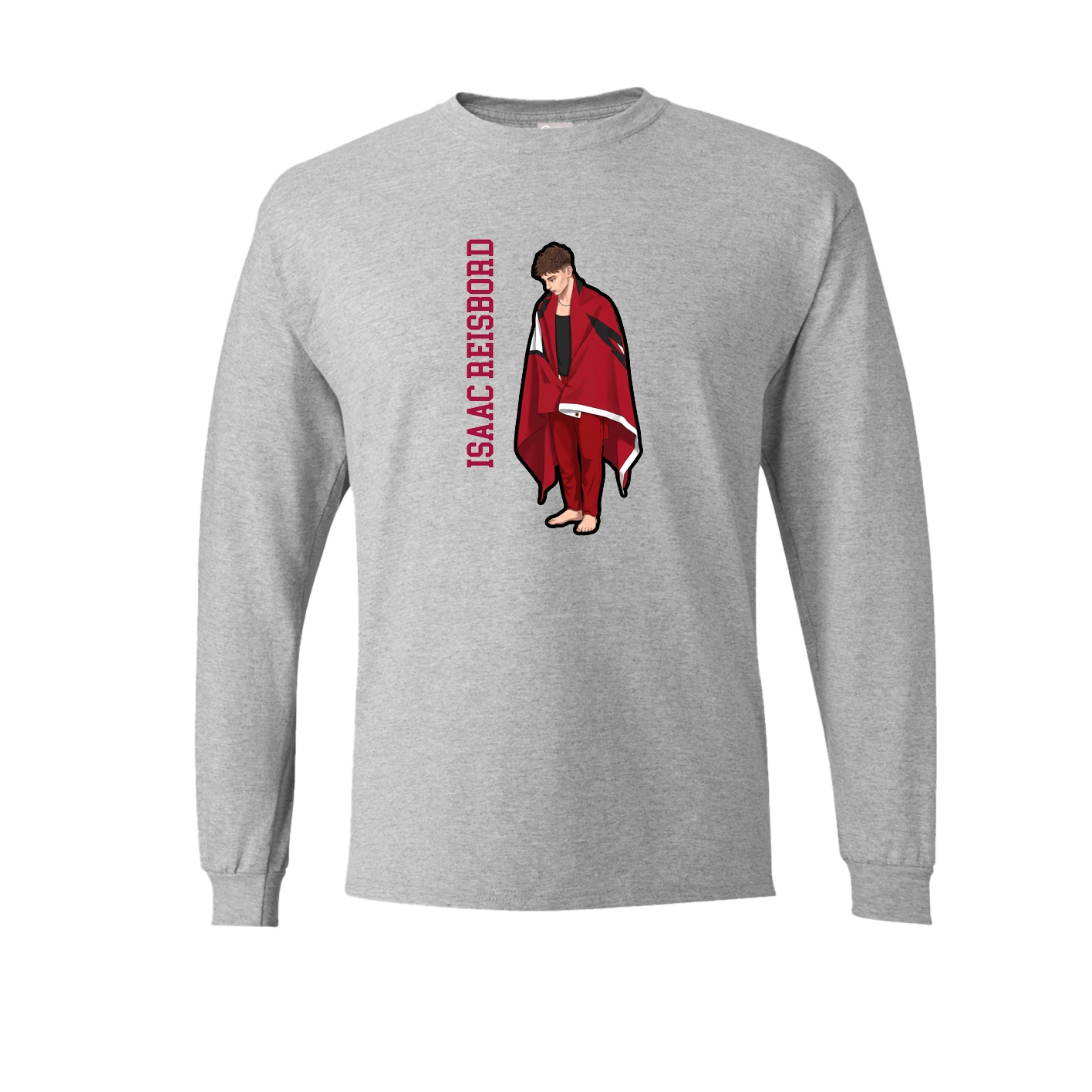 Long Sleeve Tee — Name Vertical in Grey