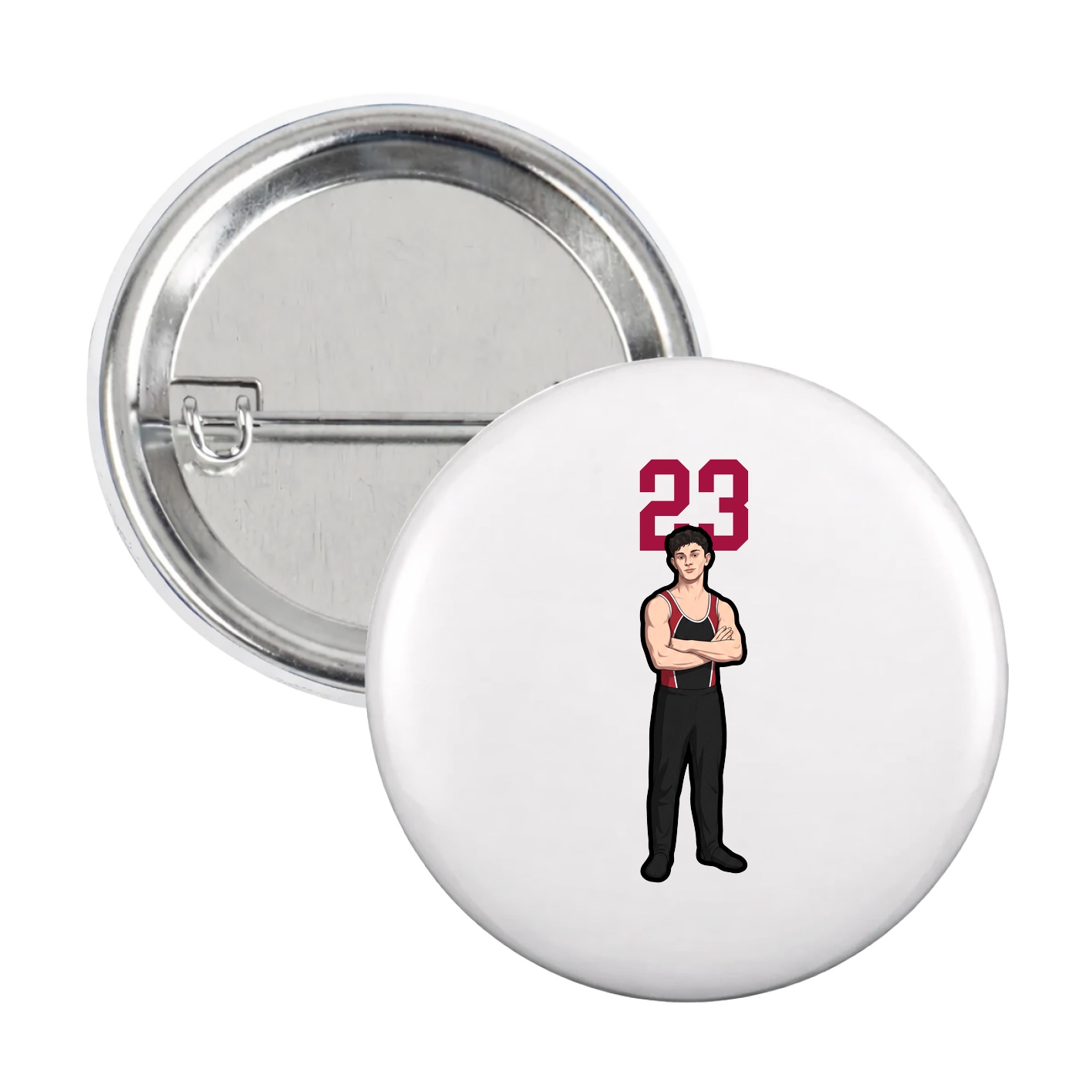 Game Day Button — Number Top in White