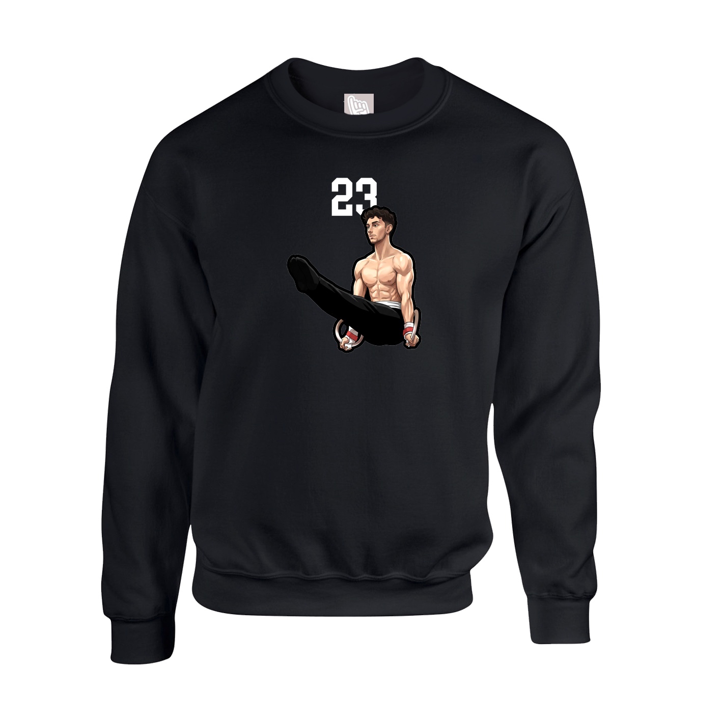 Fleece Crew — Number Top in Black