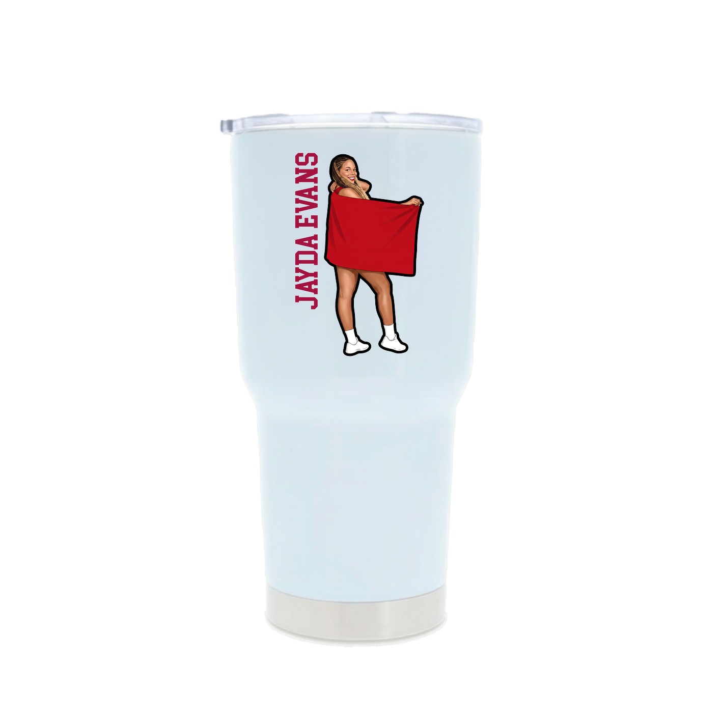 30oz Stainless Steel Tumbler — Name Vertical in White