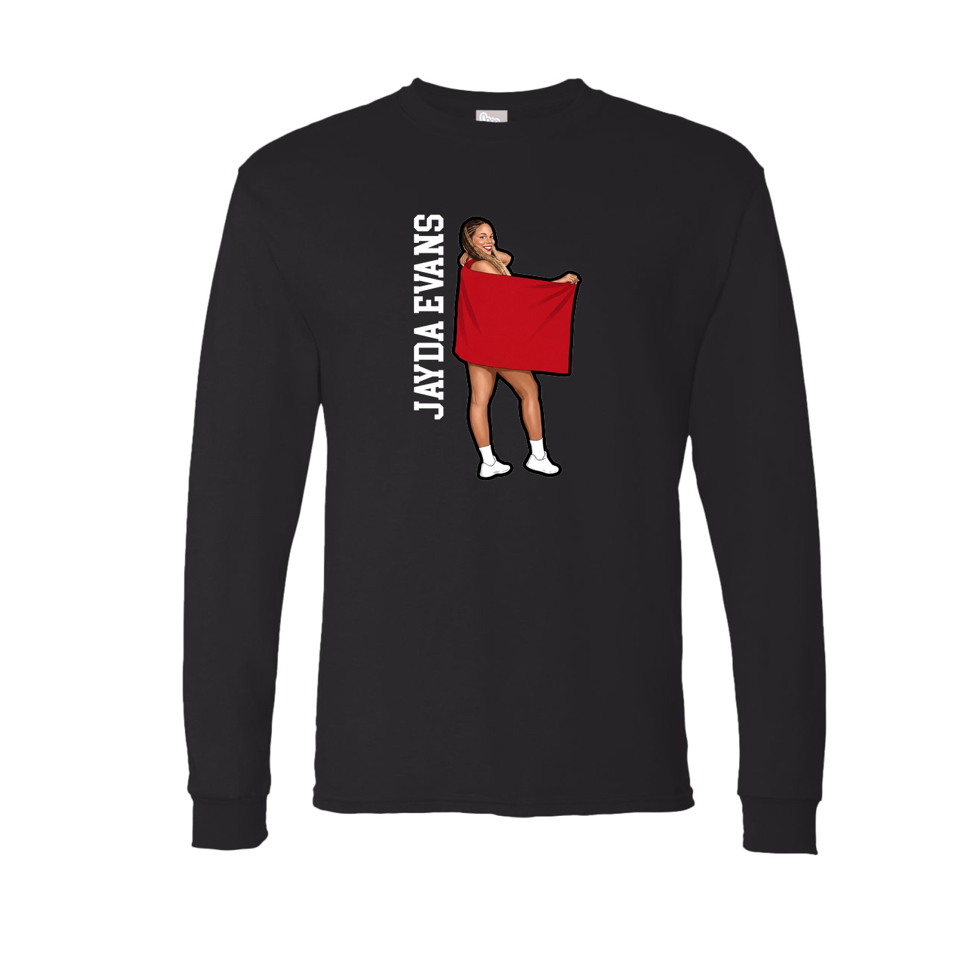 Long Sleeve Tee — Name Vertical in Black