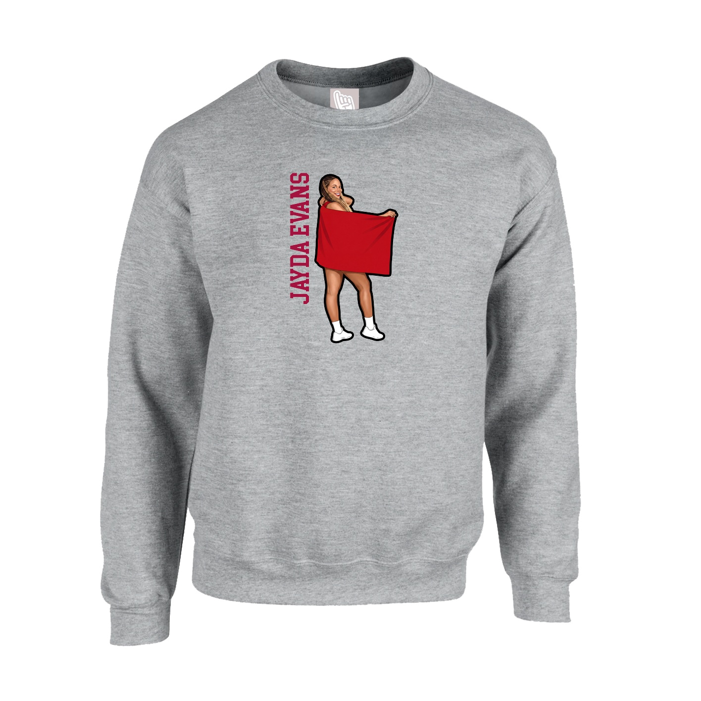 Fleece Crew — Name Vertical in Grey