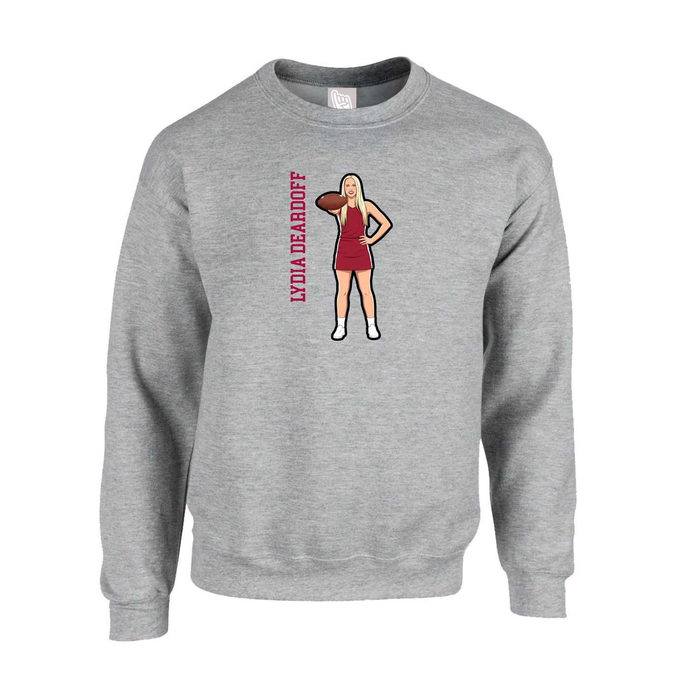 Fleece Crew — Name Vertical in Grey