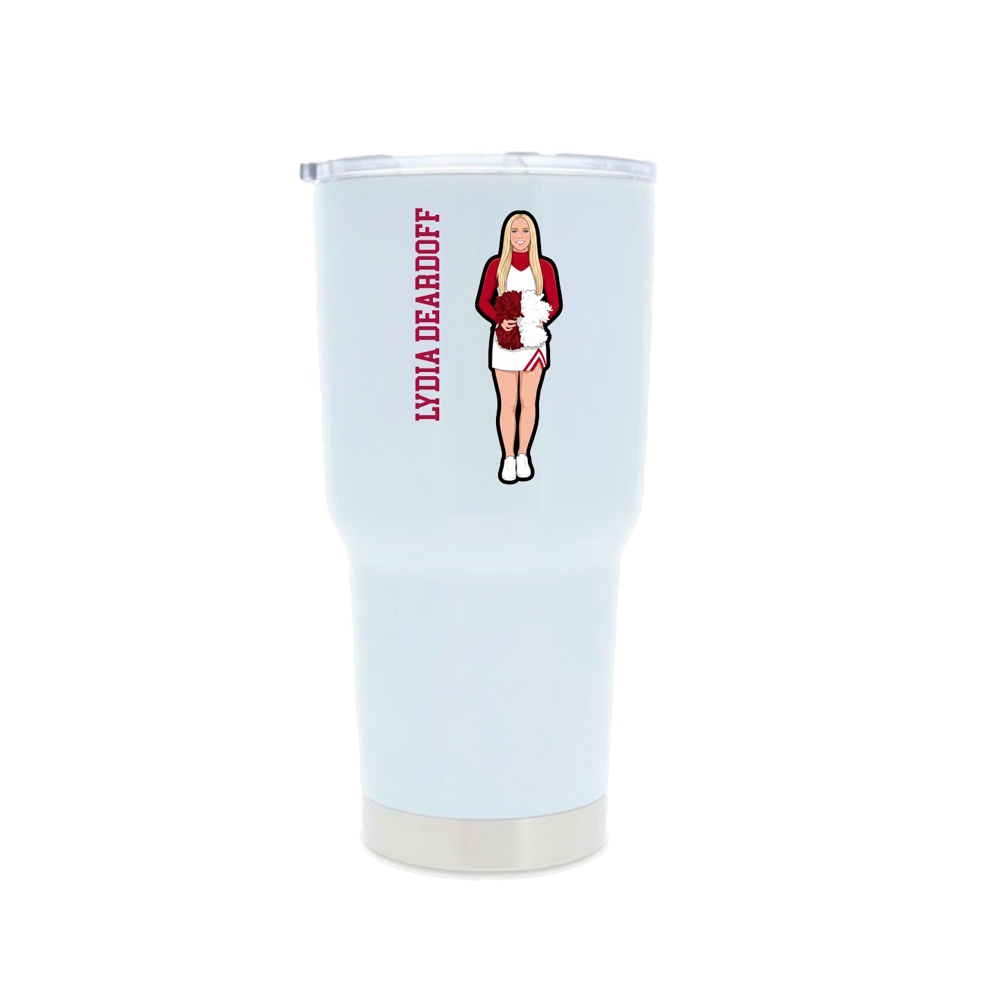 30oz Stainless Steel Tumbler — Name Vertical in White