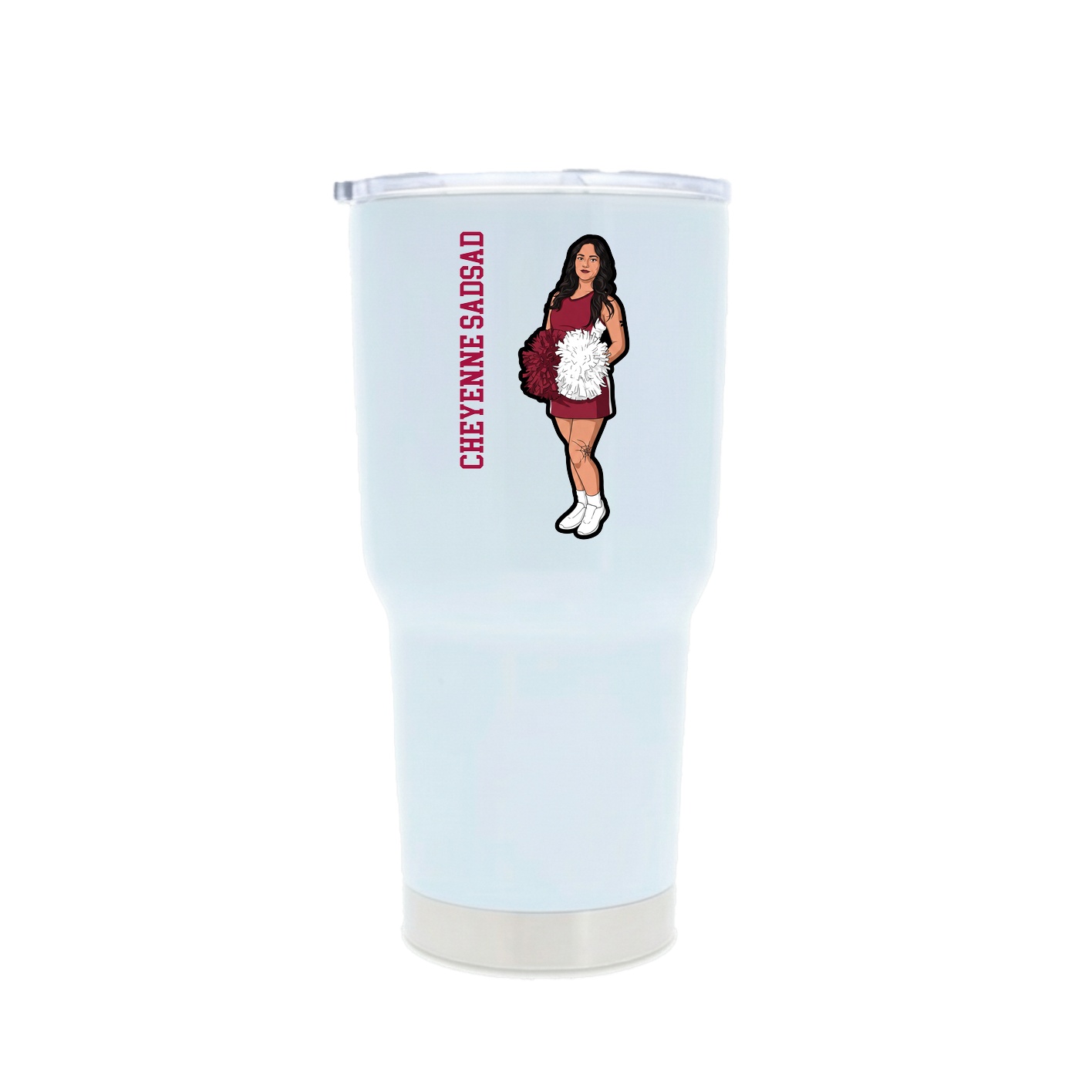 30oz Stainless Steel Tumbler — Name Vertical in White