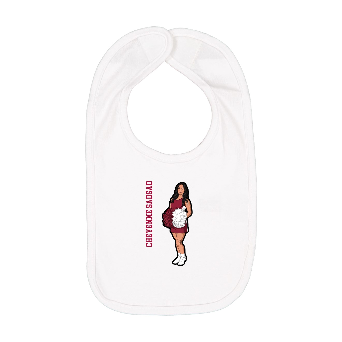 Infant Bib — Name Vertical in White