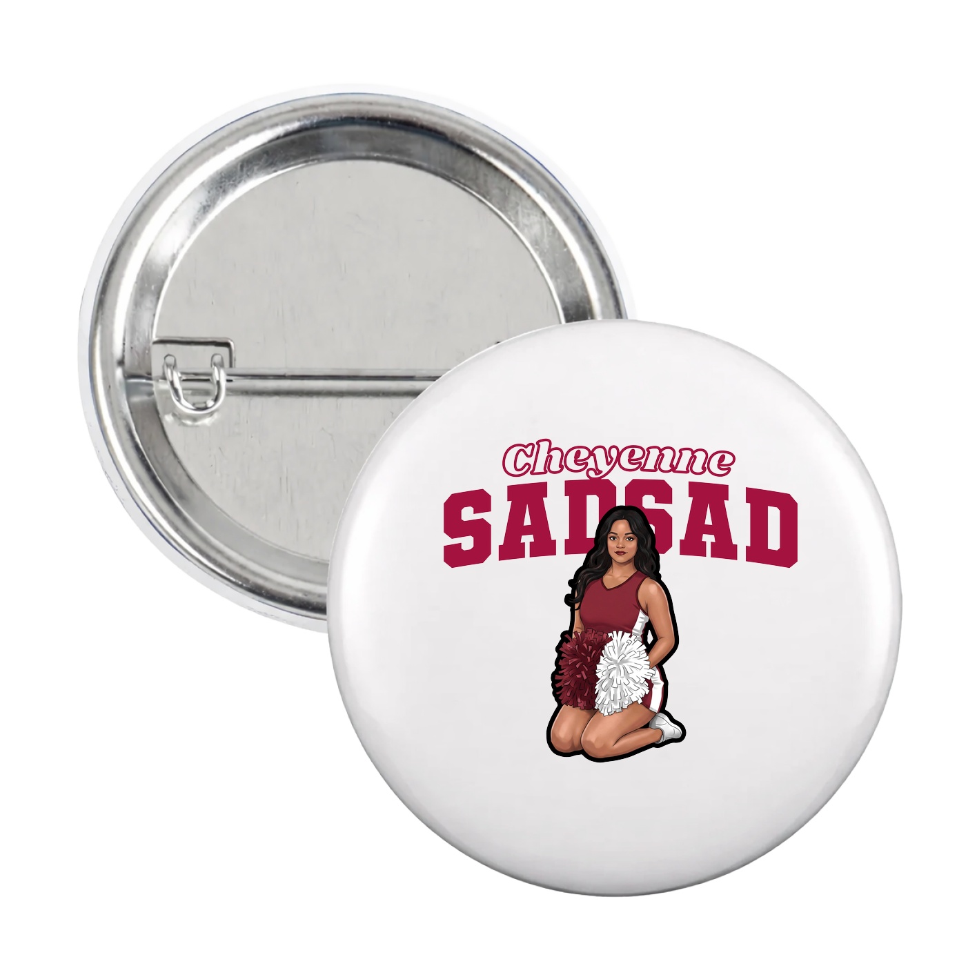 Game Day Button — Name Arch in White
