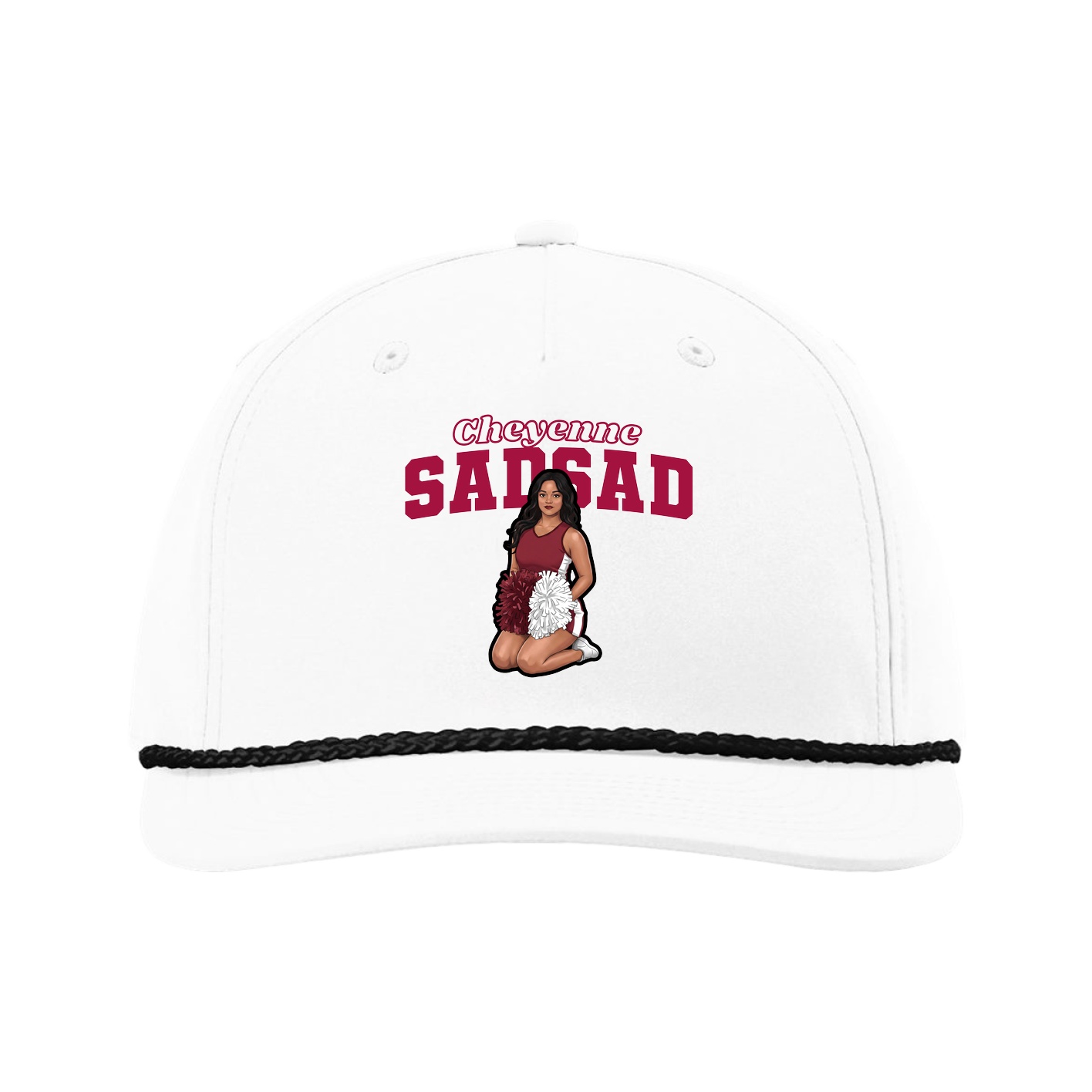 Five-Panel Classic Rope Cap — Name Arch in White