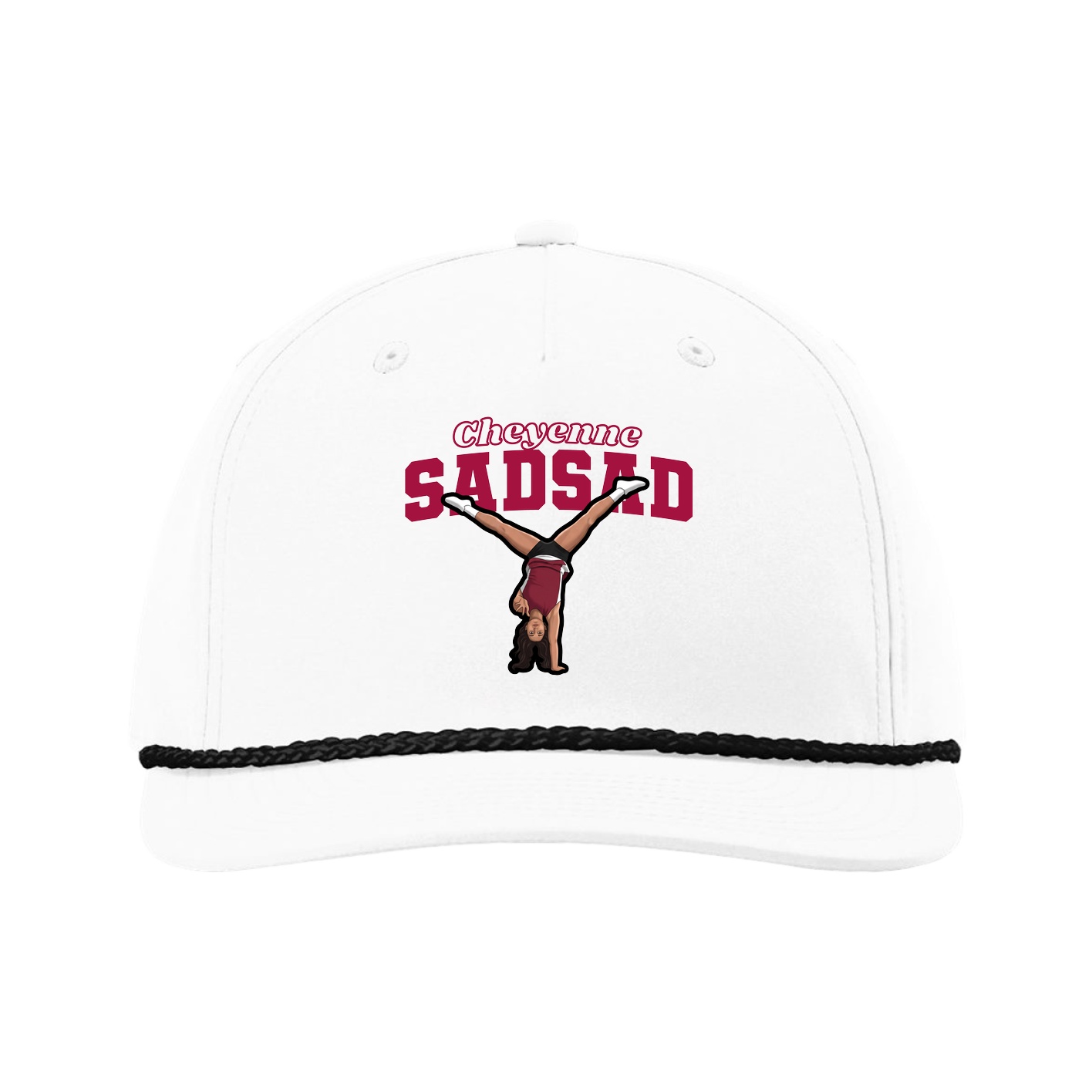 Five-Panel Classic Rope Cap — Name Arch in White