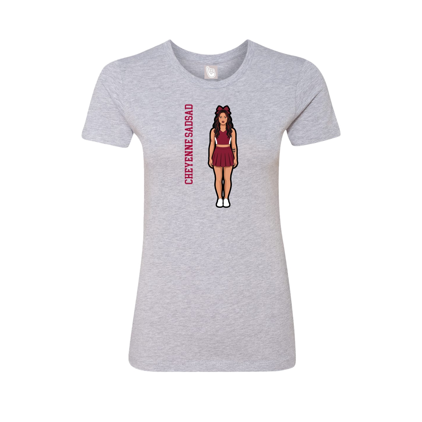 Fitted Women's Tee — Name Vertical in Grey