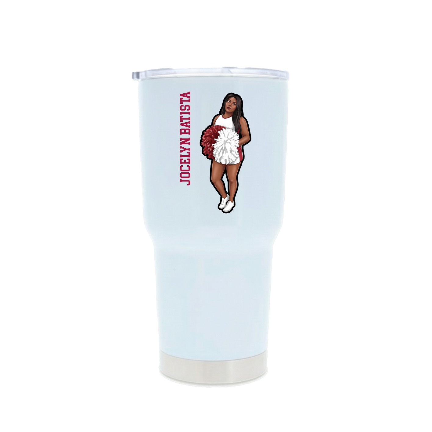 30oz Stainless Steel Tumbler — Name Vertical in White