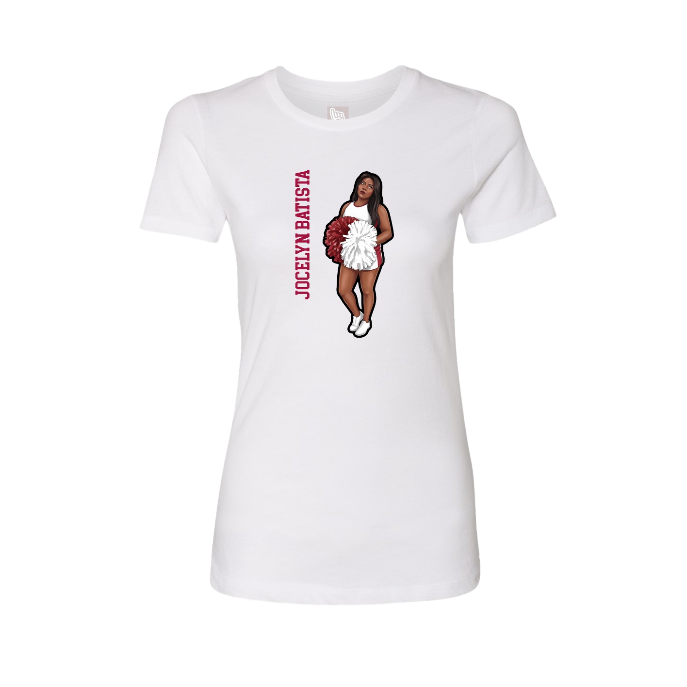Fitted Women's Tee — Name Vertical in White