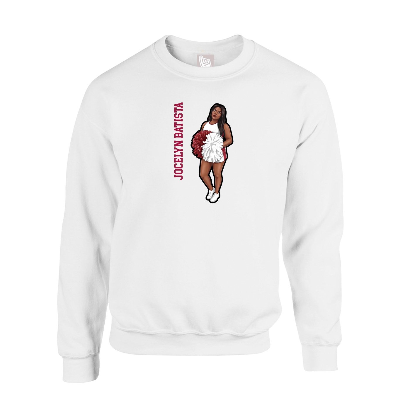 Fleece Crew — Name Vertical in White
