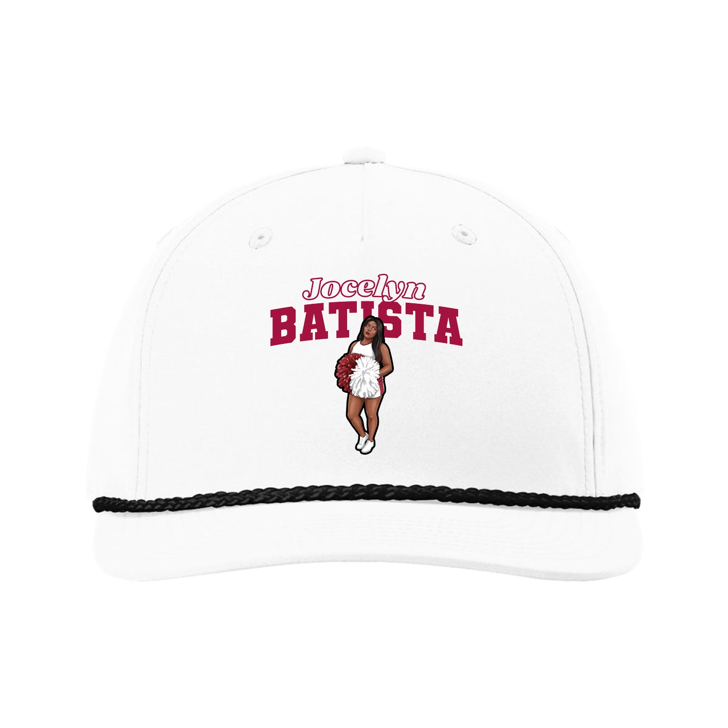 Five-Panel Classic Rope Cap — Name Arch in White