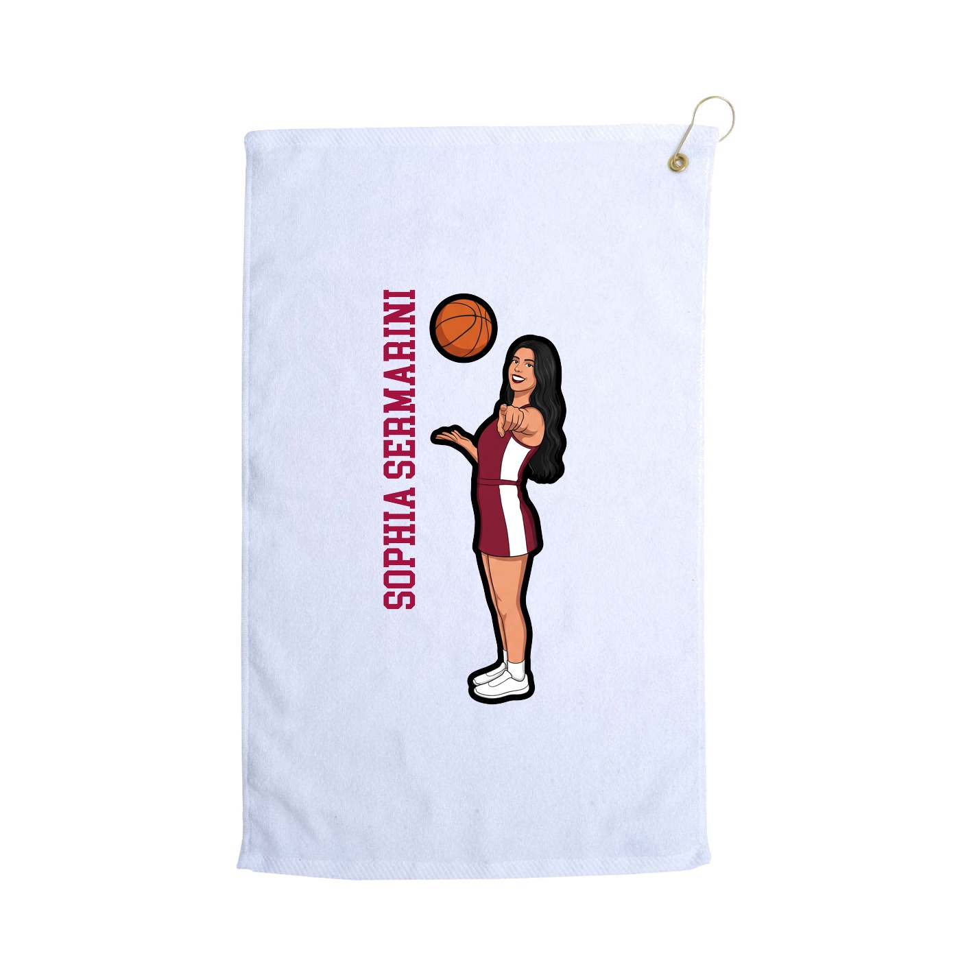 Golf Towel — Name Vertical in White