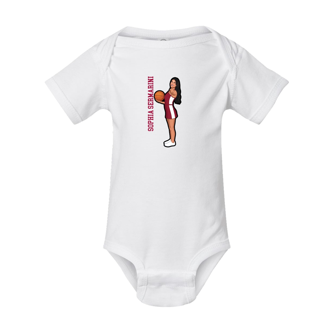 Baby Onesie — Name Vertical in White