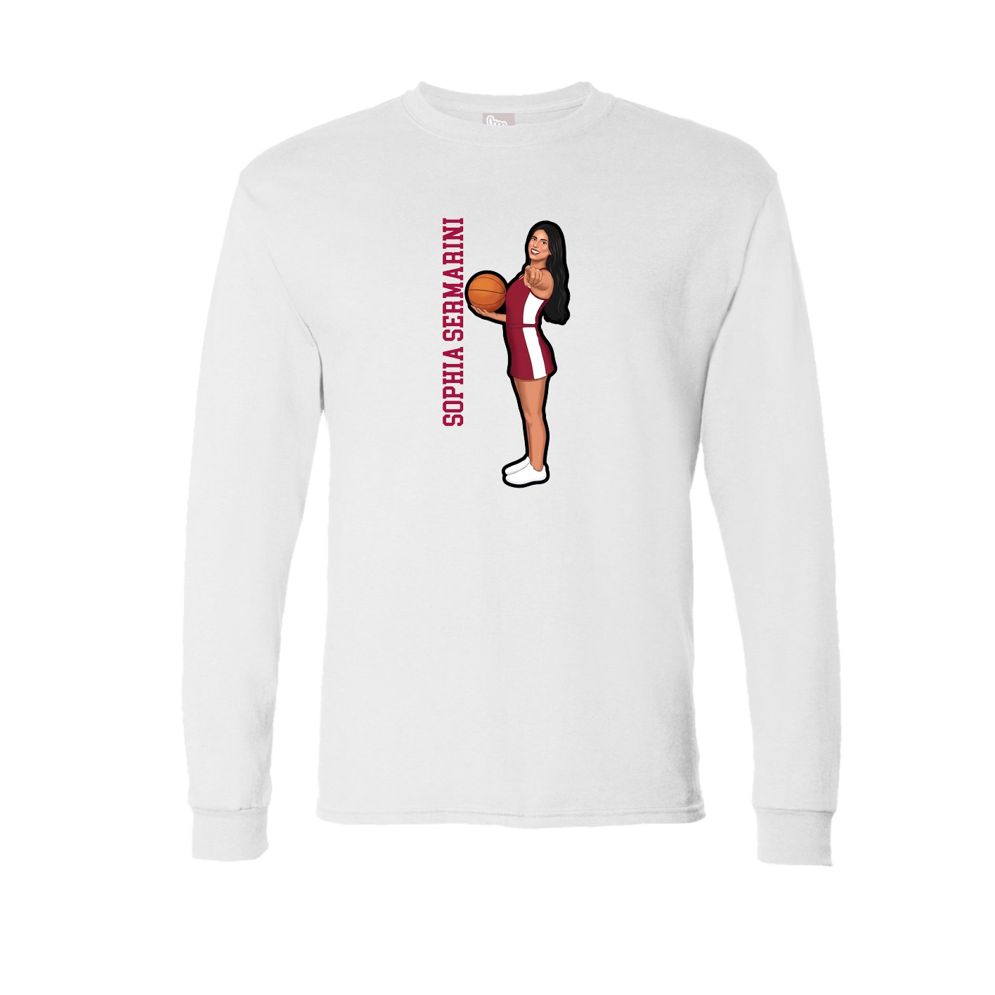 Long Sleeve Tee — Name Vertical in White