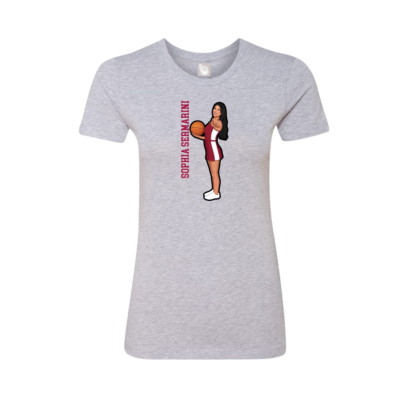 Fitted Women's Tee — Name Vertical in Grey