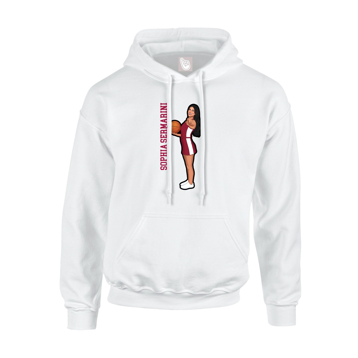 Youth Hoodie — Name Vertical in White
