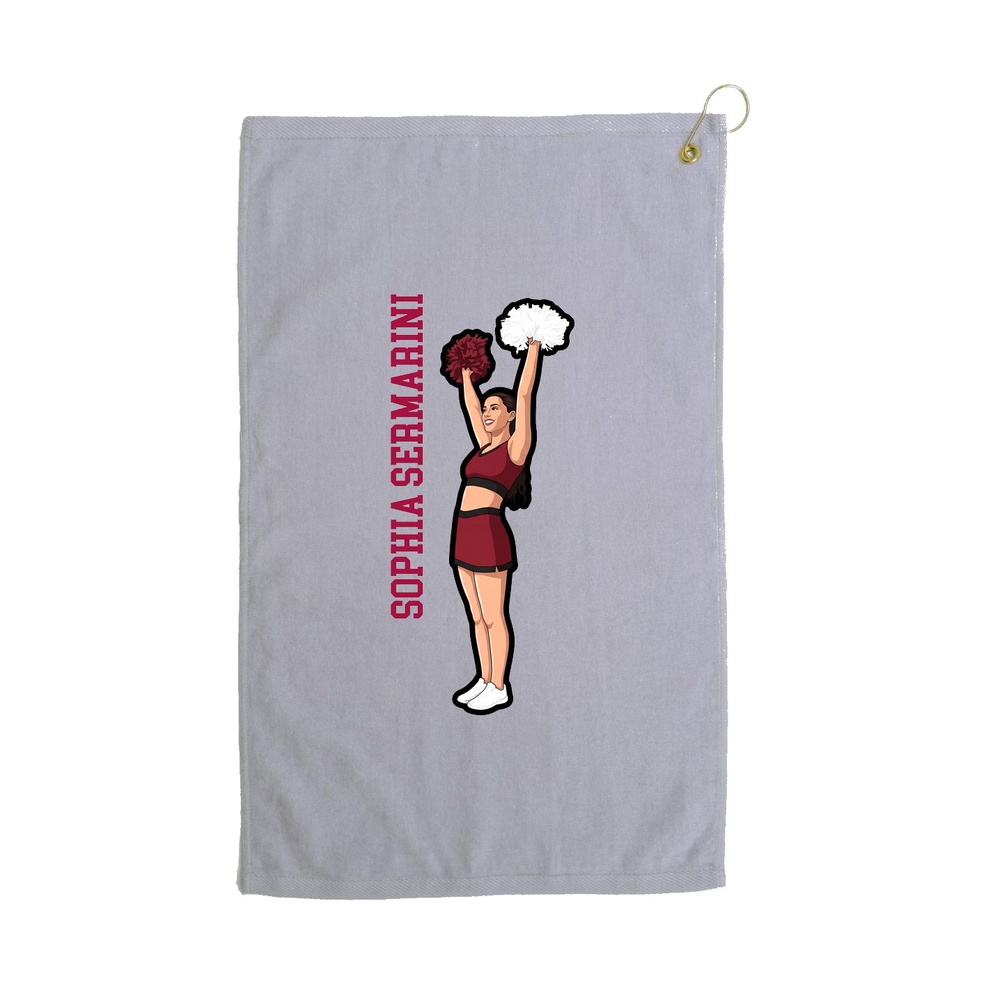 Golf Towel — Name Vertical in Grey