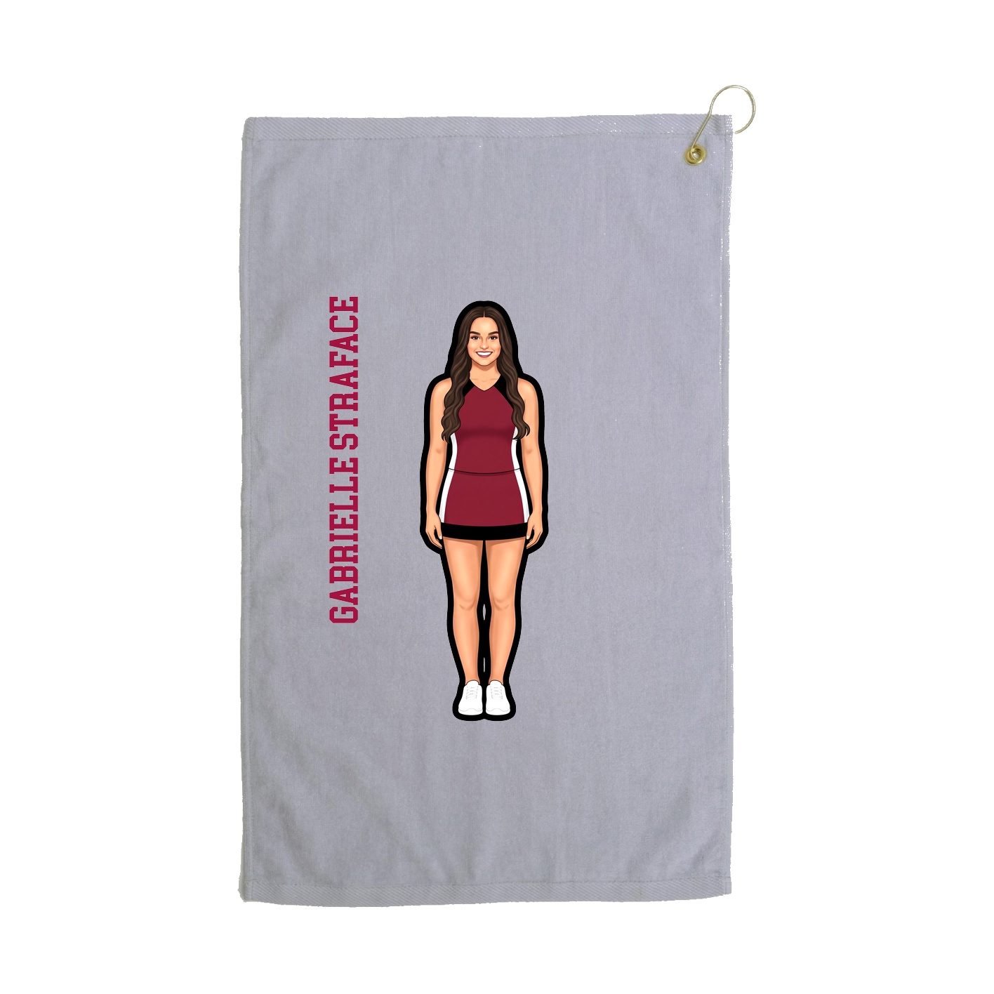 Golf Towel — Name Vertical in Grey