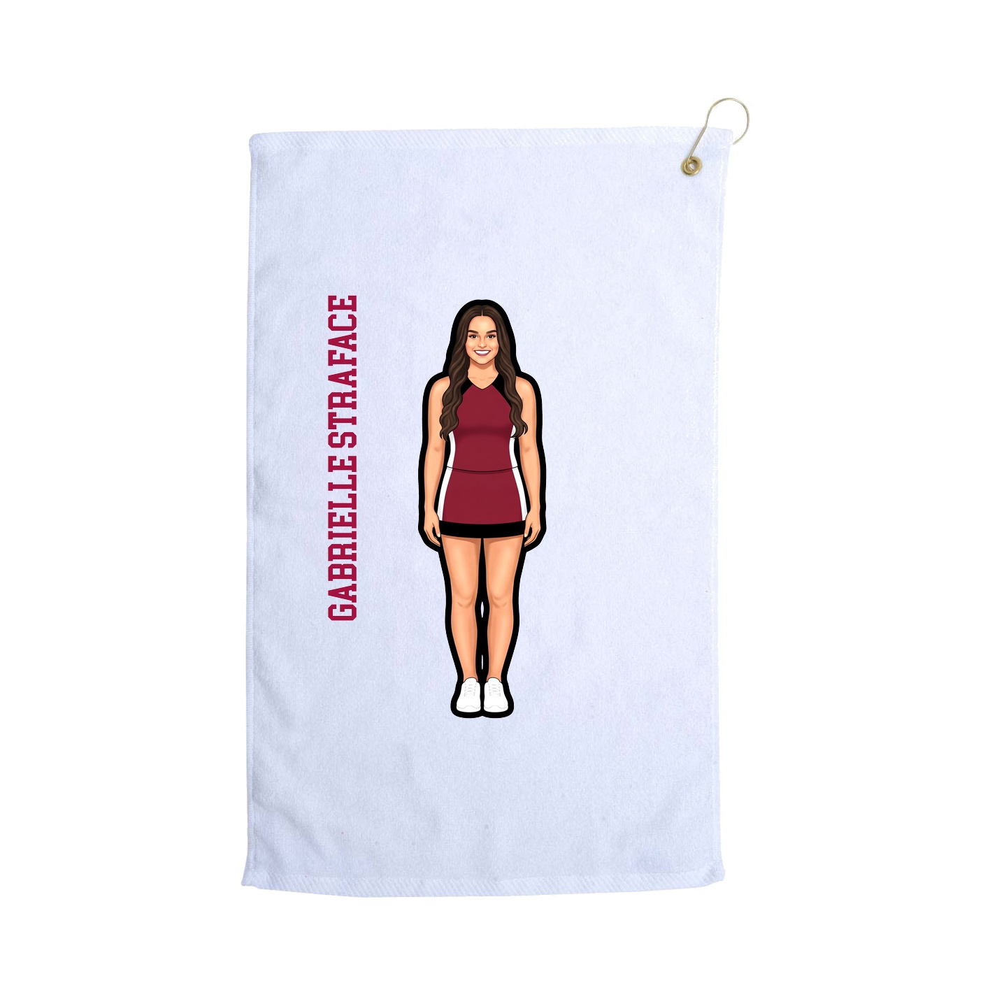 Golf Towel — Name Vertical in White