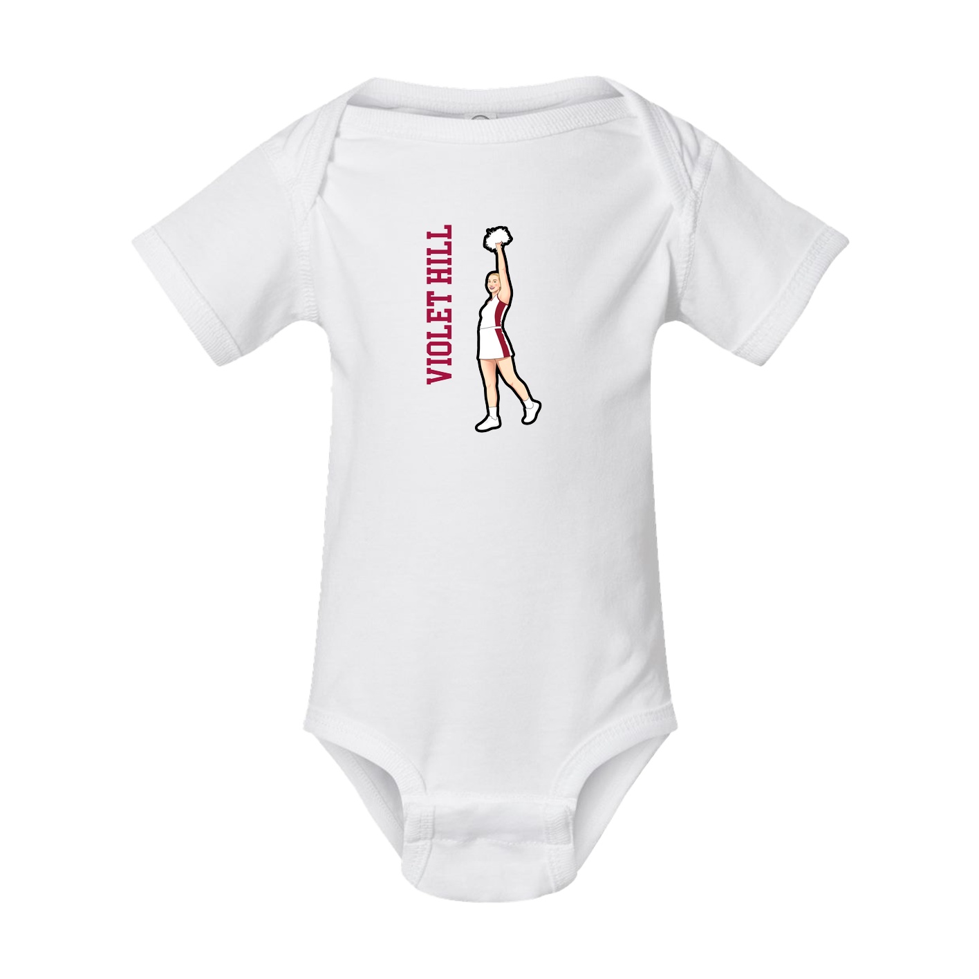 Baby Onesie — Name Vertical in White
