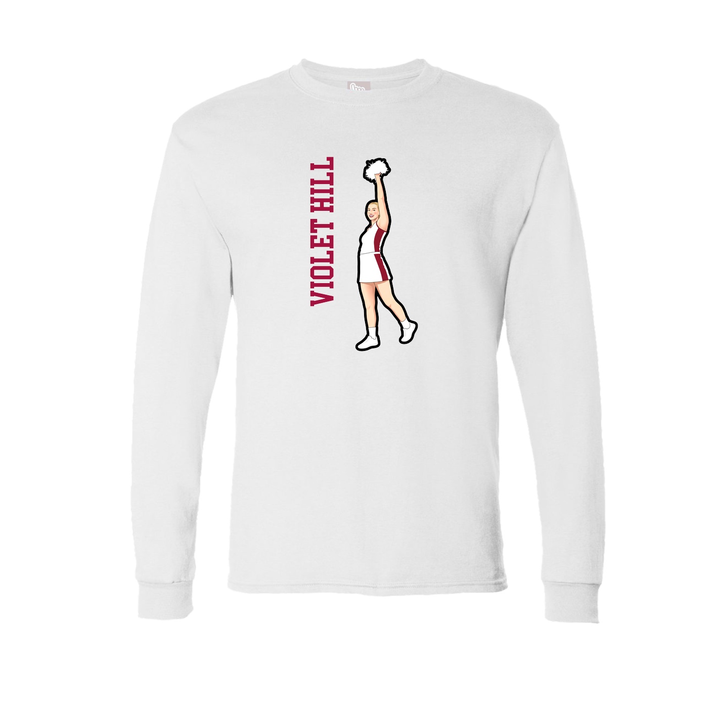 Long Sleeve Tee — Name Vertical in White