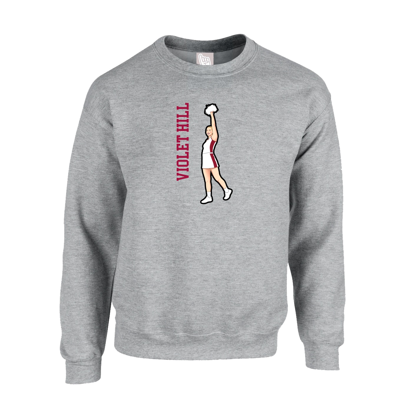 Fleece Crew — Name Vertical in Grey