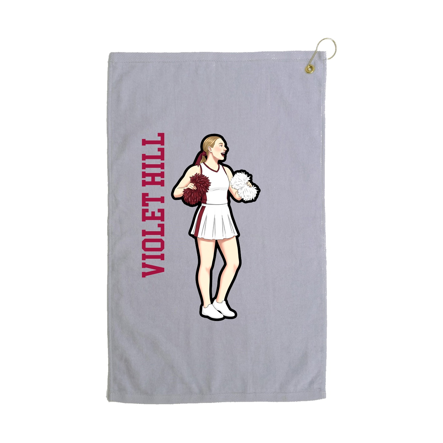 Golf Towel — Name Vertical in Grey