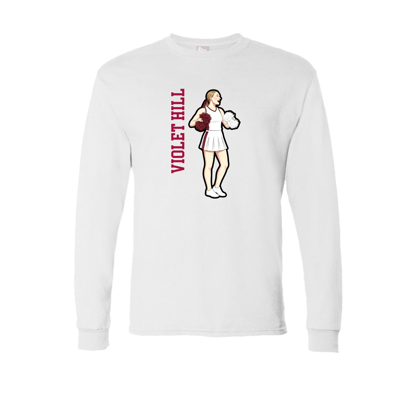 Long Sleeve Tee — Name Vertical in White