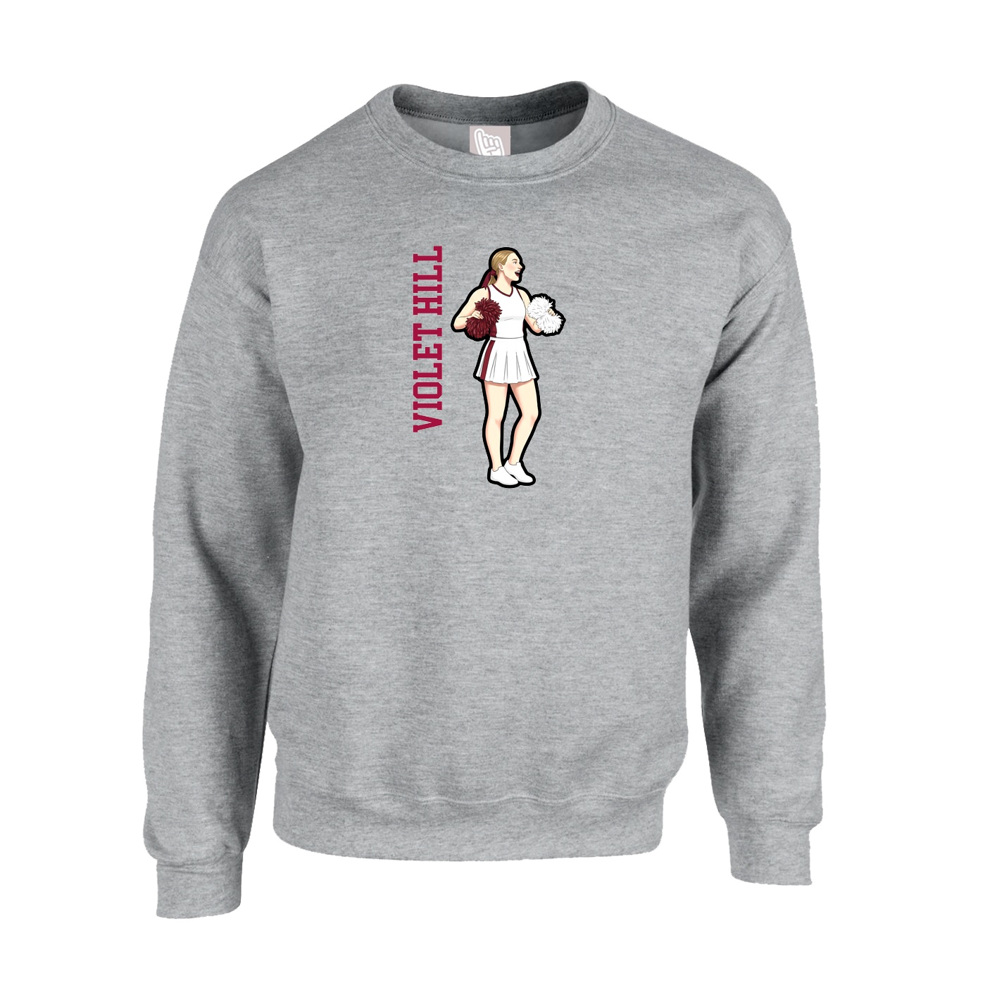 Fleece Crew — Name Vertical in Grey