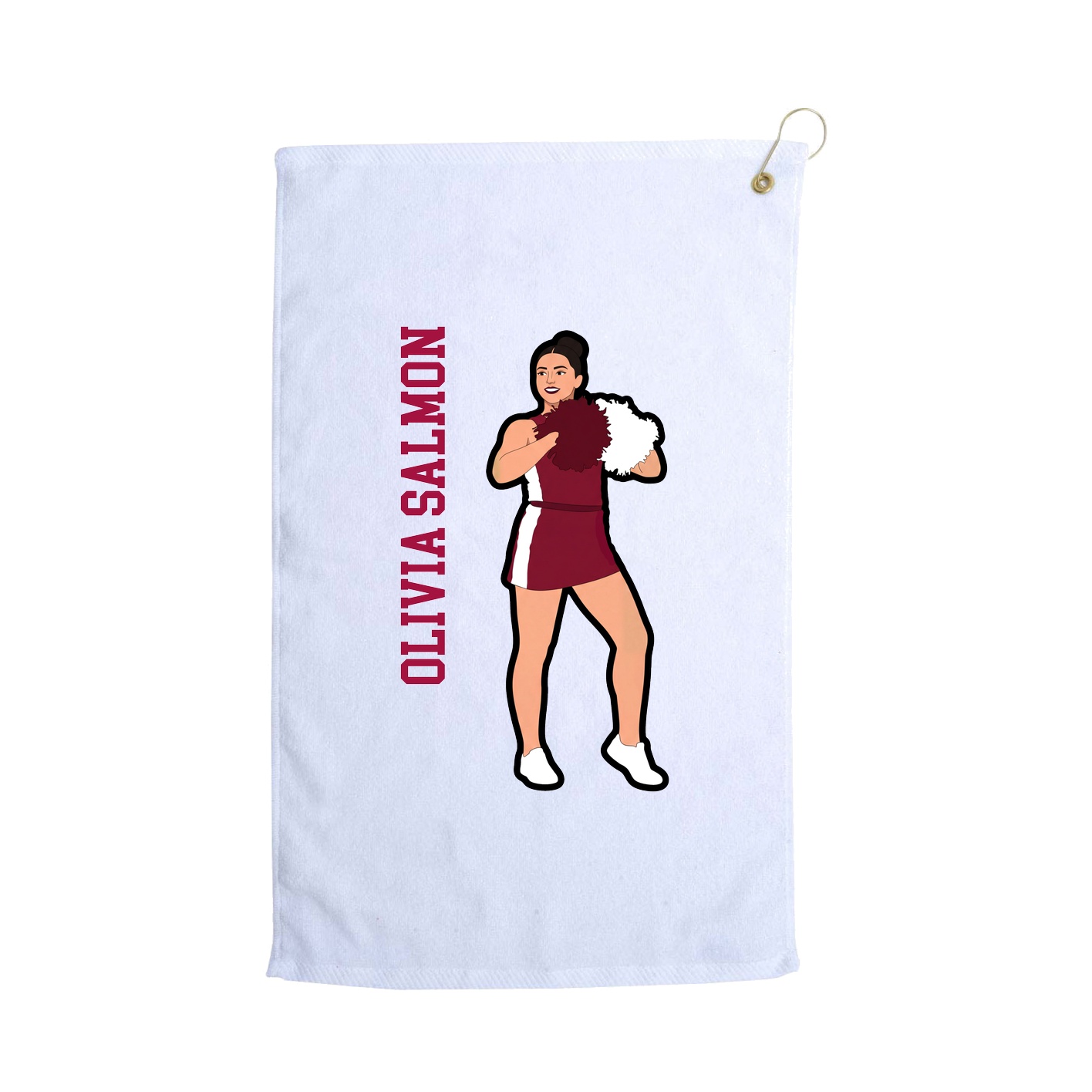 Golf Towel — Name Vertical in White