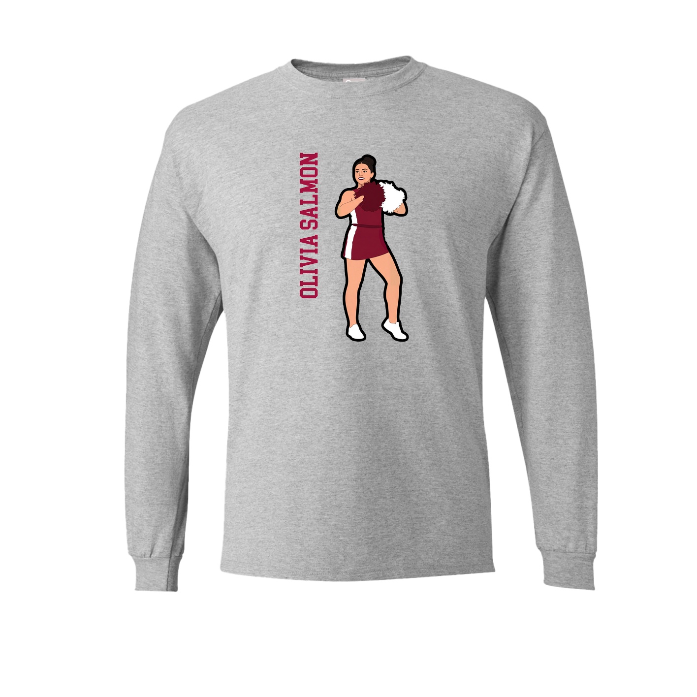 Long Sleeve Tee — Name Vertical in Grey